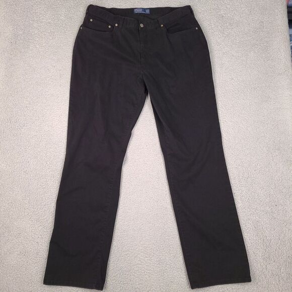 Polo Ralph Lauren‎ Jeans Mens 36x33 Black Denim Straght Leg Cotton Spandex Soft - Picture 1 of 16
